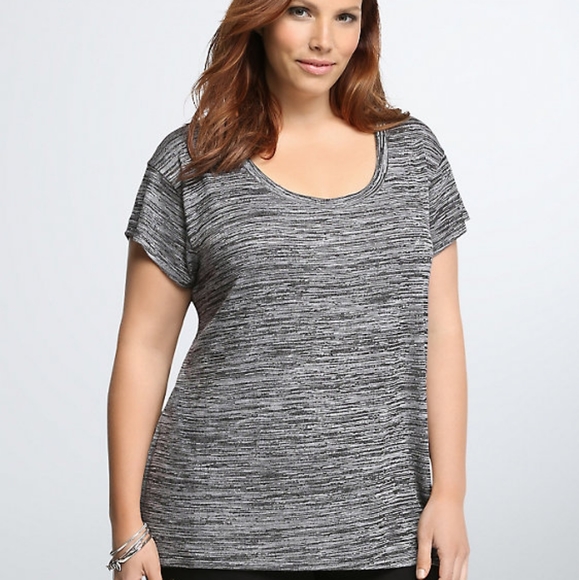 Torrid Speckled Shiffon Illusion Tee, Size 0 - Picture 1 of 6